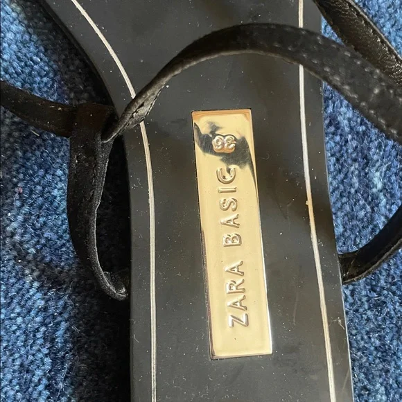 Zara Black Sandals with Gold Pom Poms - Picture 3 of 4